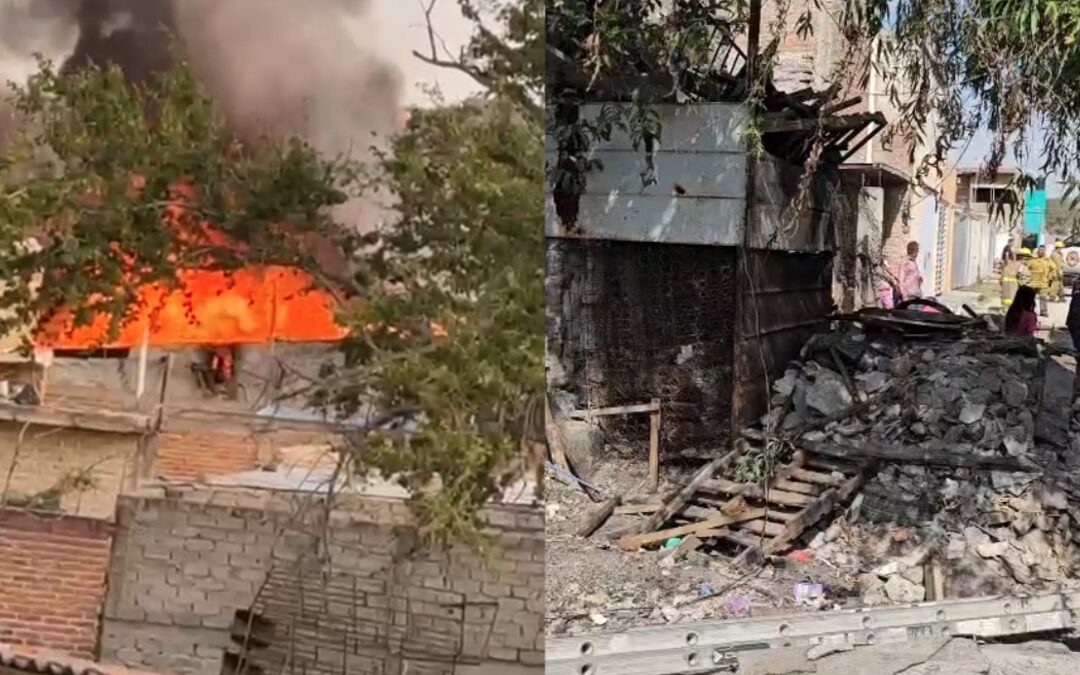 Incendio en El Salto: Familia de 5 se Salva a Tiempo de un Fuego por Chatarra Acumulada