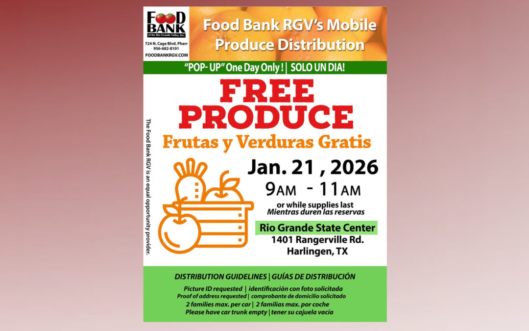 Distribución Gratuita de Frutas y Verduras por el Banco de Alimentos en Harlingen