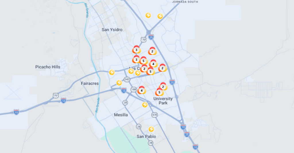 Cortes de energía dejan a más de 10,000 personas sin luz en Las Cruces; servicio eléctrico regresará a la 1:45 p.m.