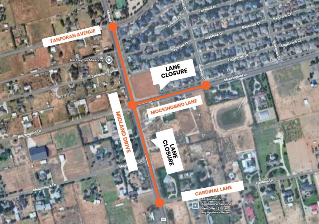 Cierres de Carriles en Midland: Mantenimiento y Construcción Viales Anunciados